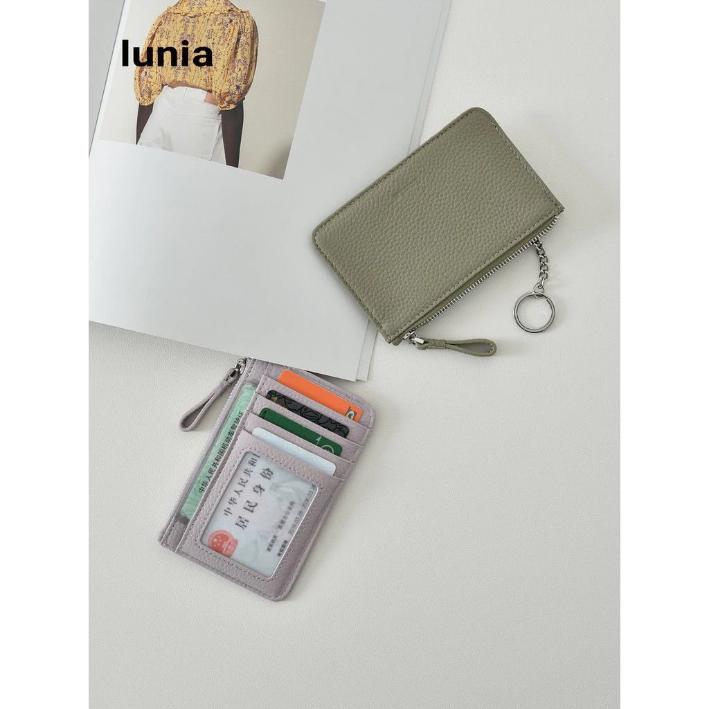 Lunia Morandi Color Cowhide Coin Purse Female Simple Photo Drivers License หนังแท้ Thin Light Card Case Key Case ins