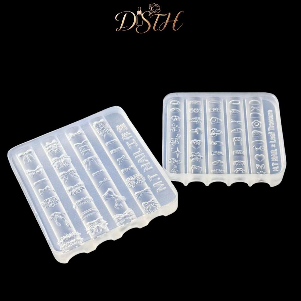 DSTH Bowknot 3D ซิลิโคนเล็บแม่พิมพ์ดอกไม้หวานหัวใจลูกไม้เล็บโปร่งใสแม่แบบ DIY ตกแต่งเล็บเล็บเครื่องมือออกแบบร้อน