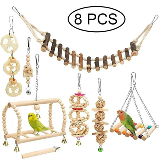 15-in-1 ของเล่นนก นกแก้ว ของตกแต่งกรง ของใส่กรงนก เซต 15 ชิ้น ของเล่นนกแก้ว