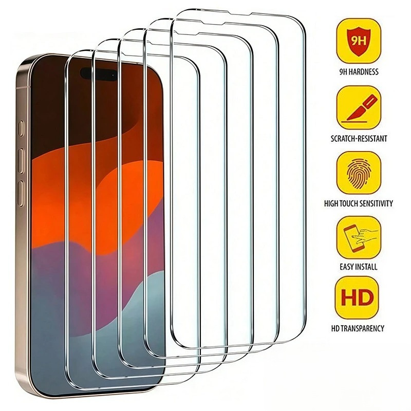 2 in 1 โทรศัพท์ป้องกันหน้าจอสําหรับ iPhone 17e Air 17 16e 16 Plus Pro Max HD ฟิล์มกระจกนิรภัย + คาร์