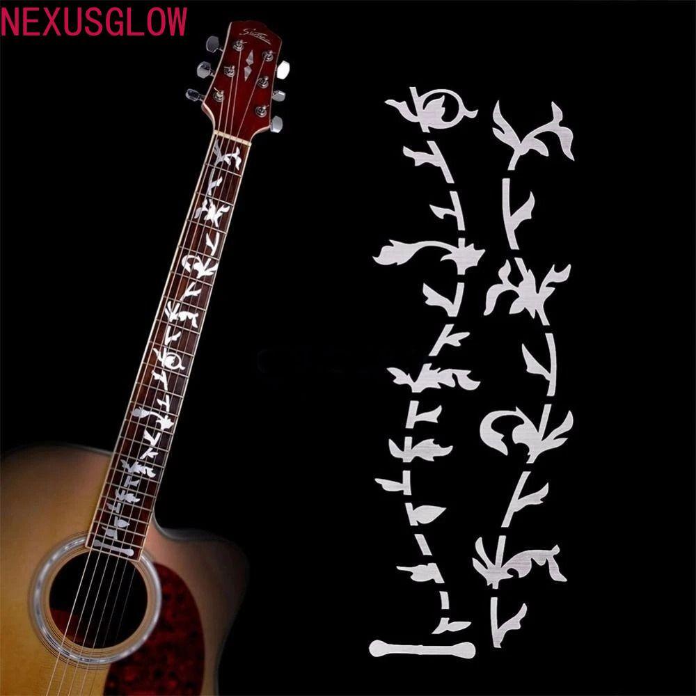 NEXUSGLOW Cross Inlay Decals กีตาร์ไฟฟ้าบางพิเศษกีตาร์อะคูสติก 22 รูปแบบเครื่องดนตรี PET กีตาร์ Decals