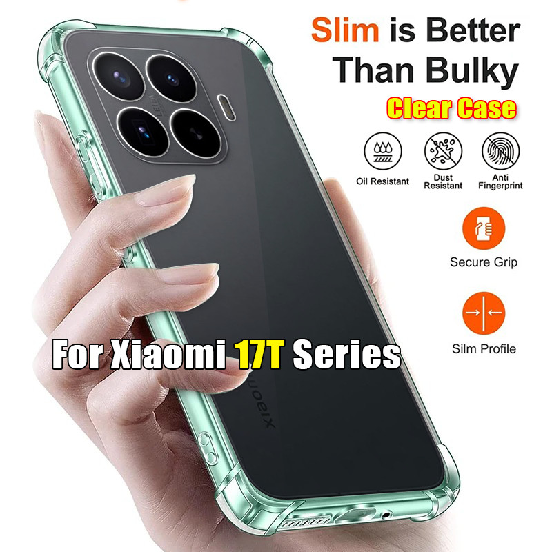 ปลอกใสเข้ากันได้สําหรับXiaomi 17T 15T 14T Pro Xiaomi17T Xiaomi17TPro 17 T 5Gโปร่งใสTPUเคสโทรศัพท์กันกระแทกปลอกป้องกันAnti-fall Softปกหลัง