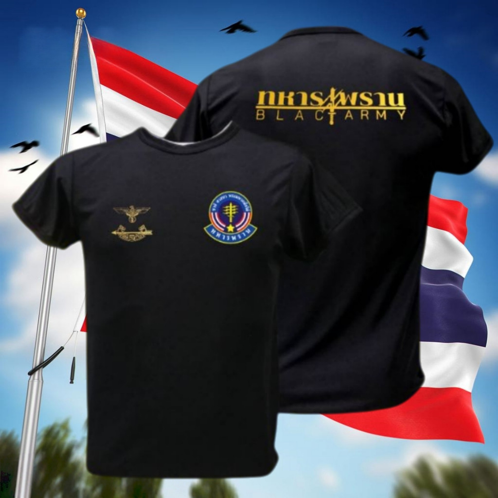 เสื้อแฟชั่นลาย Thai Special Forces ผ้าคอตตอน 100% สำหรับผู้ชายผู้หญิง สไตล์ทหารยอดนิยม สบายต่อการสวม
