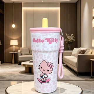 แก้วสแตนเลส 316 ขนาด 500 มล. ลายการ์ตูน สำหรับกาแฟ พกพาสะดวก มีหลอดดูด เหมาะสำหรับใช้กลางแจ้ง