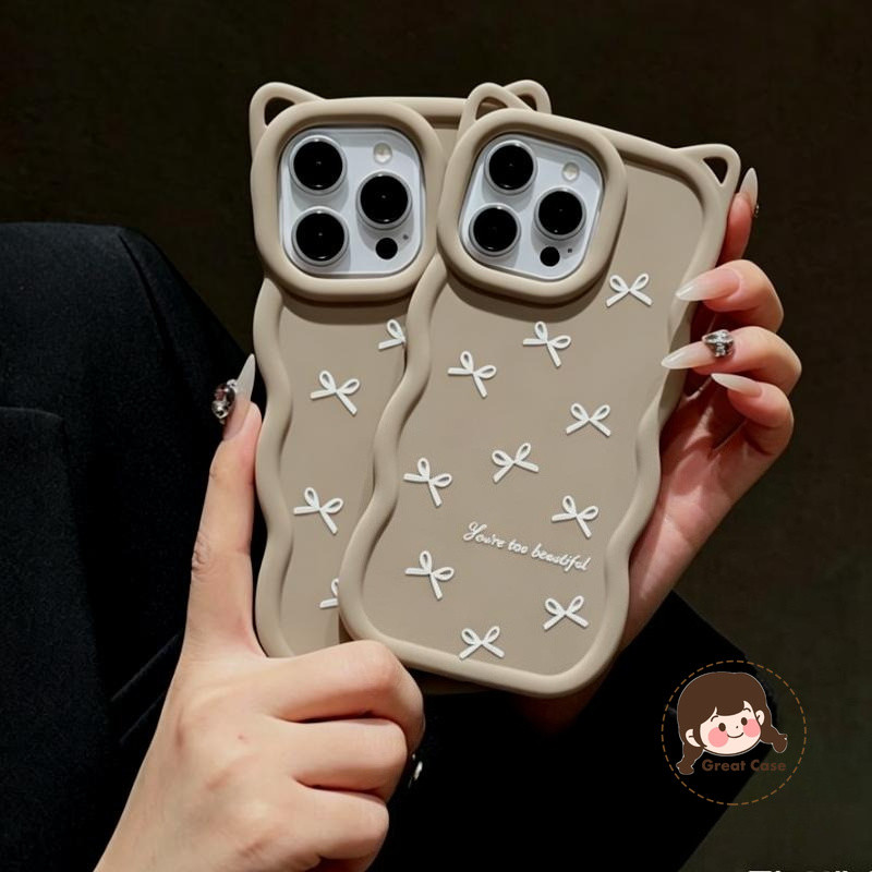 Ins สไตล์ Bow Tie 3D คลื่นเคสโทรศัพท์สําหรับ Honor X9D X9C X9B X9A X8D X8C X8B X8A X8 X7D X7C X7B X7