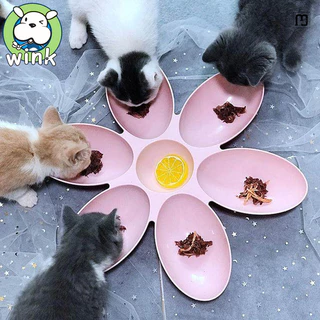 พร้อมส่ง ชามอาหารสัตว์ 6 หลุม กลีบดอกไม้ ชามอาหารหมา ชามอาหารแมว