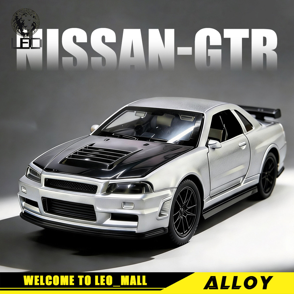 LEO 1:36 Nissan GTR R3 Diecast รุ่นรถโลหะผสมรถของเล่นคอลเลกชันของขวัญสําหรับเด็กเด็กผู้หญิง
