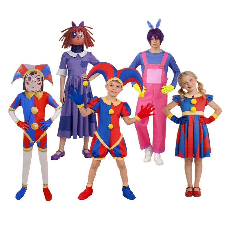 X The Amazing Digital Circus ชุดคอสเพลย์สําหรับเด็กและผู้ใหญ่ - ชุดฮาโลวีน Pomni Jax Ragatha พร้อมอุ