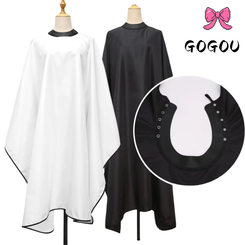 GOGOU เสื้อคลุมตัดผม, ผ้าตัดผมแบบซ่อนหัวเข็มขัดกันน้ํา, ชุดกิ๊บติดผมซิลิโคน Neckline