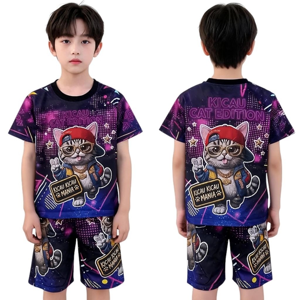 TP PREMIUM - ชุดเด็กลาย Kicau Mania พิมพ์เต็ม วัสดุ Milano Jersey แขนสั้น อายุ 1-12 ปี