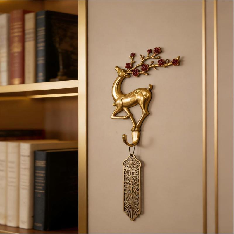 Retro Wall ตกแต่ง Hook ใหม่จีนทองเหลือง Sika Deer Hook ฝรั่งเศส Creative Wall ตกแต่ง Key Hook