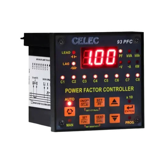 ขายสูง Celec 93PFC APFC รีเลย์ KVAR Controller ประสิทธิภาพสูง 6 ขั้นตอน Power Factor Controller 240V