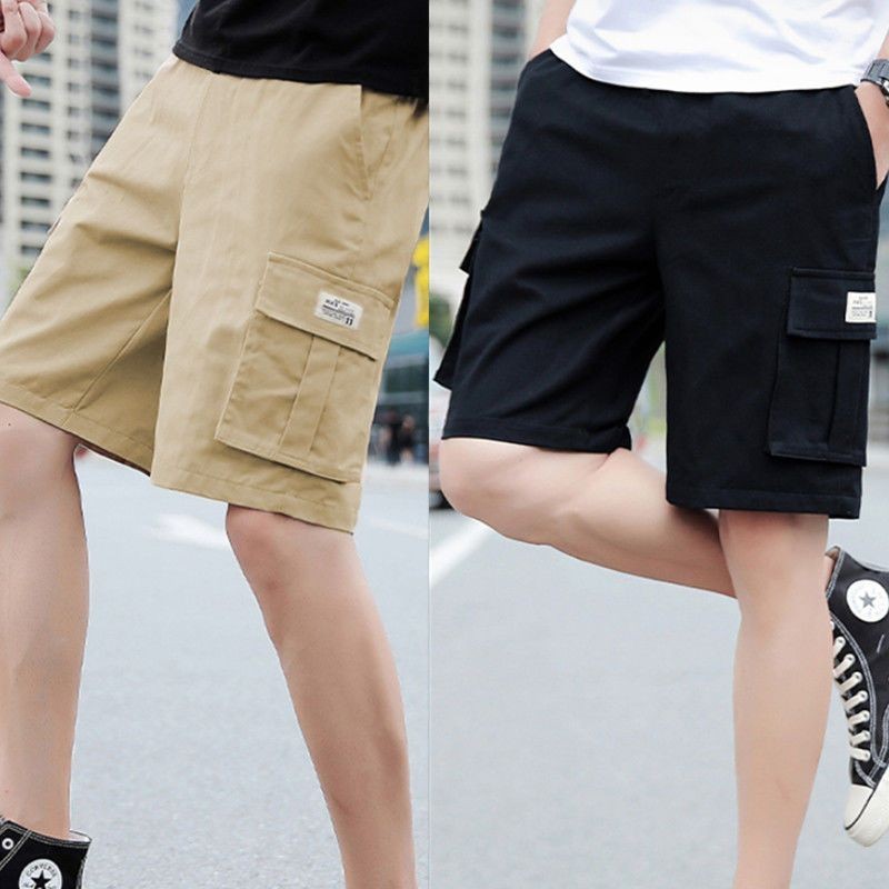 Men Summer Outdoor Leisure Cotton Tooling Shorts Men Drawstring Solid Straight Soft Short Pants