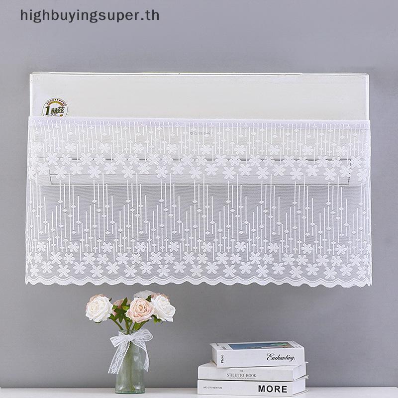 HRTH ลูกไม้เย็บปักถักร้อยดอกไม้ผ้าม่าน Windproof ฝุ่นแขวน Anti-direct Blowing Air เครื่องปรับอากาศผ้าม่านตกแต่งห้องนอน HRTH