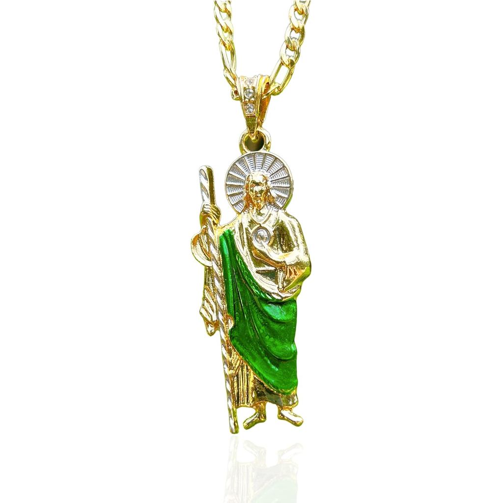 สร้อยคอ San Judas Tadeo Diamond 24K Gold Plated San Judas Tadeo สร้อยคอ San Judas Medalla (ทอง 258)