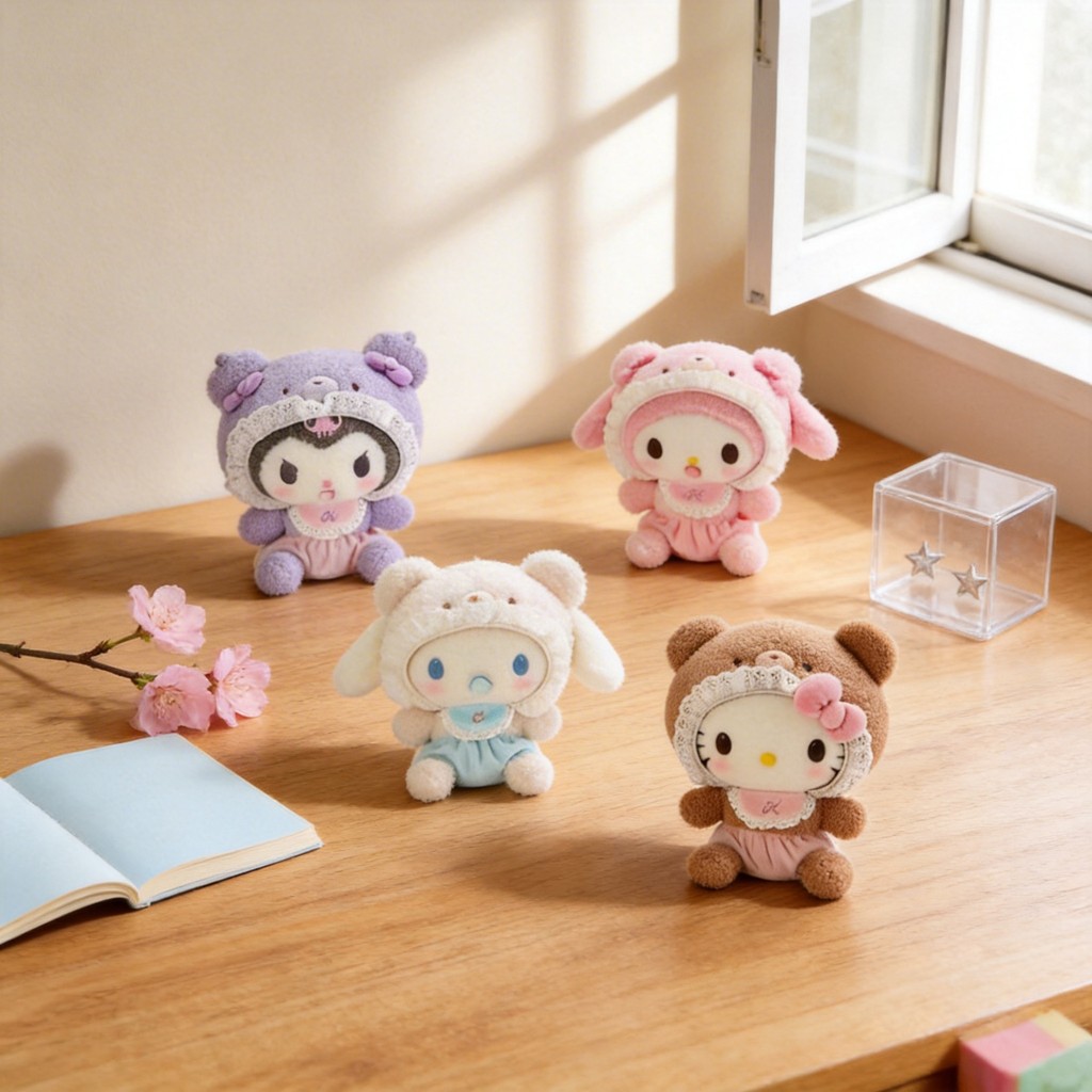 ใหม่ Sanrio Latte Pacifier Bear Kuromi Melody kt ตุ๊กตาของเล่นตุ๊กตาพวงกุญแจ
