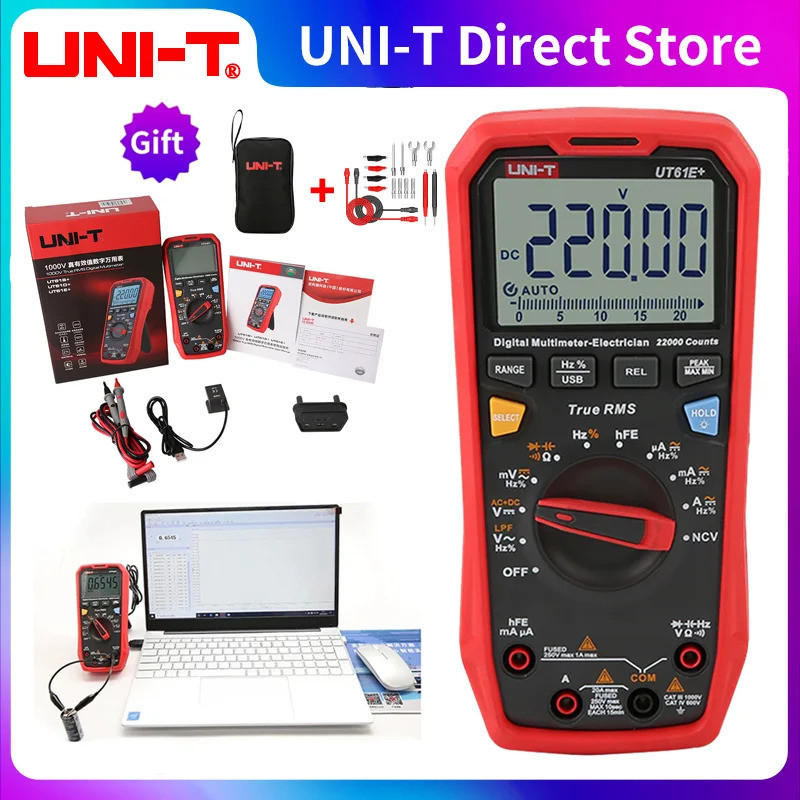 ของแท้ UNI T UT61B + UT61E + UT61D + สมาร์ทมืออาชีพมัลติมิเตอร์แบบดิจิตอลหน่วย True RMS ช่วงอัตโนมัต