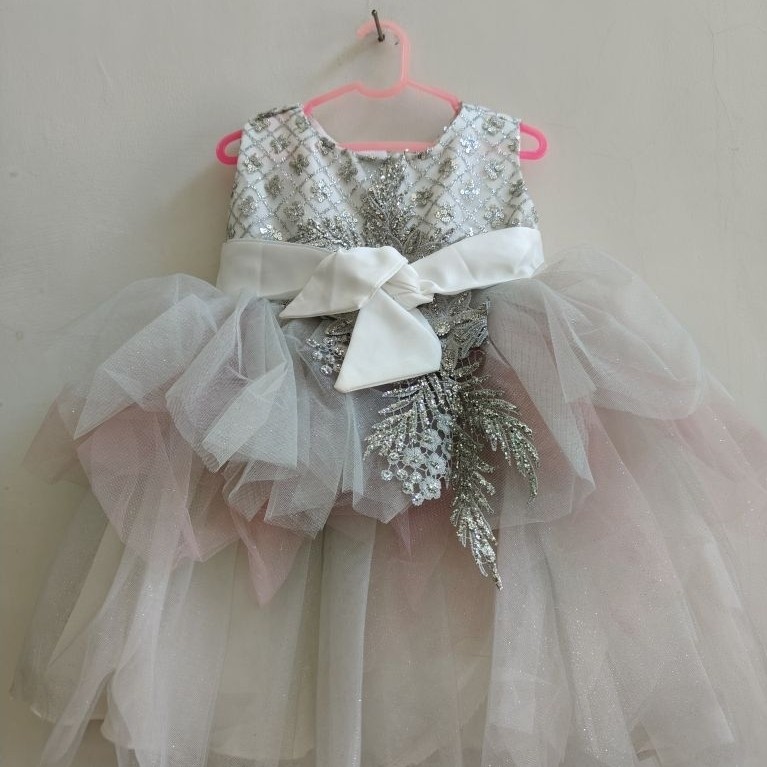 LUXURY PARTY DRESS สําหรับ GIRLS / CHILDRENS PARTY DRESS / LUXURY SILVER PINK MEKAR CHILDRENS DRESS