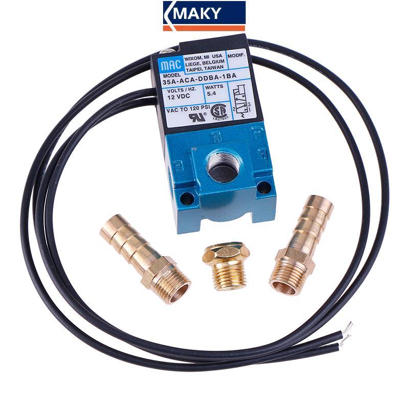 MAKY 1 ชุด MAC Solenoid วาล์ว 1/8 35A-ACA-DDBA-1BA พร้อมเครื่องระงับเสียงทองเหลือง DC12V TH
