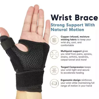 NOVA Mart สายรัดข้อมือแบบยืดหยุ่นได้1ชิ้น, ที่รัดข้อมือปรับได้ช่วยยึดนิ้วหัวแม่มือทำให้เคลื่อนที่ไม่ได้