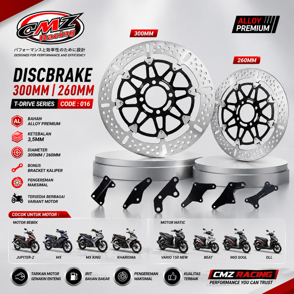 จานดิสหน้า 300MM / 260MM T-Drive + ขายึด | Beat Vario Mio Jupiter Z FIZ R