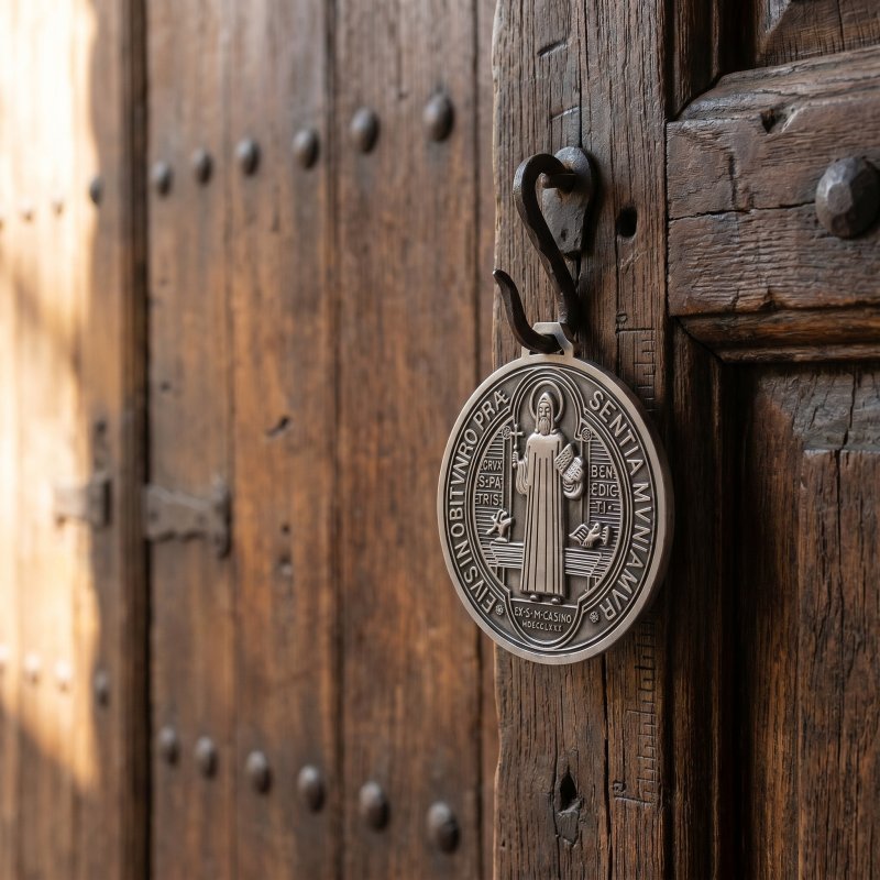St Benedict Home Blessing Medal St Benedict Medallion Home Protector ศาสนาปัจจุบันสําหรับแขวนประตูหน