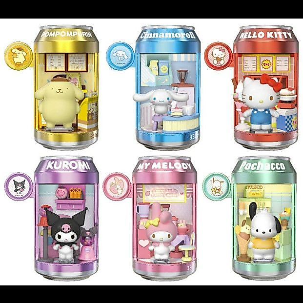 Sanrio Small Soda Dessert Shopping Street Series Mystery Box สินค้าตุ๊กตาเดสก์ท็อปตกแต่งของขวัญรูปหญิง