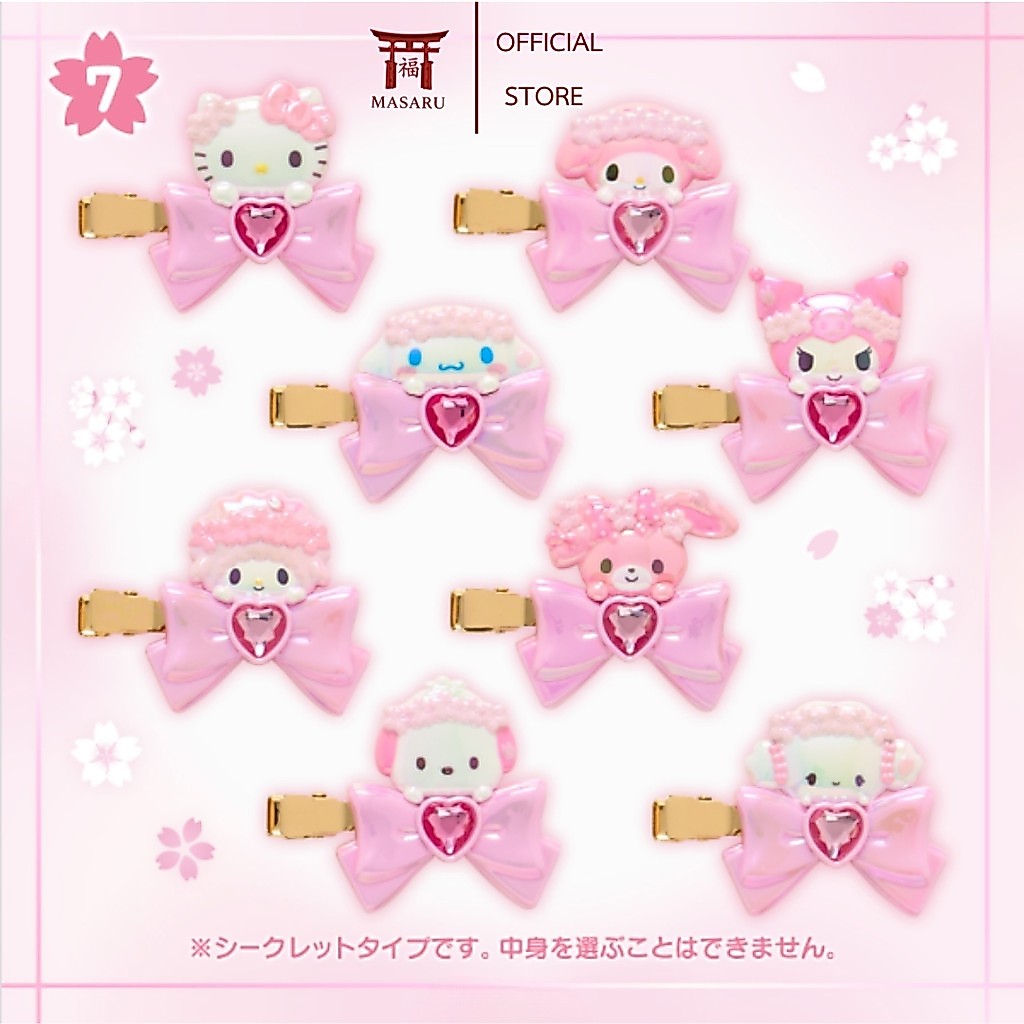 [แท้ 100%] กล่องสุ่ม Sanrio Sakura Hair Clip กิ๊บติดผมซานริโอ้ คอลเลกชันซากุระ โบว์ชมพู