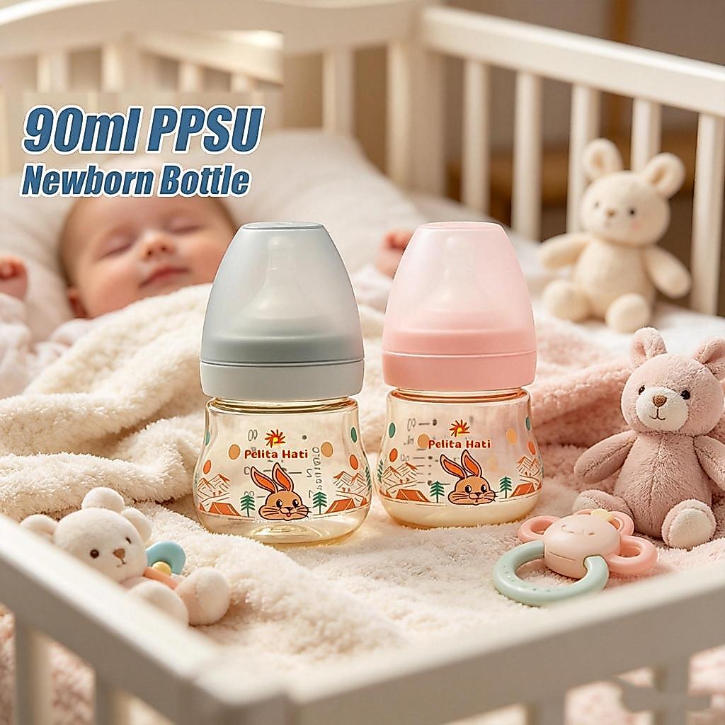 ขวดนม PPSU ขนาด 90 มล. / 260 มล. คอกว้างพร้อมช้อน ปลอดสารพิษและปลอดสาร BPA