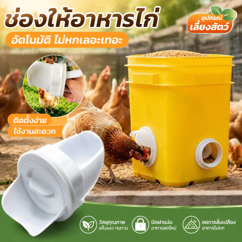 COD ถังให้อาหารไก่เป็ด แบบแขวน กันฝน ลดอาหารหก สำหรับสัตว์ปีก ฟาร์มขนาดเล็ก ใช้งานง่าย ทนทาน