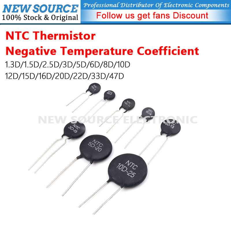 [1-10 ชิ้น] 1.3D NTC Thermistor อุณหภูมิเชิงลบ Coefficient 1.5D/2.5D/3D/5D/6D/8D/10D/12D/15D/16D/20D