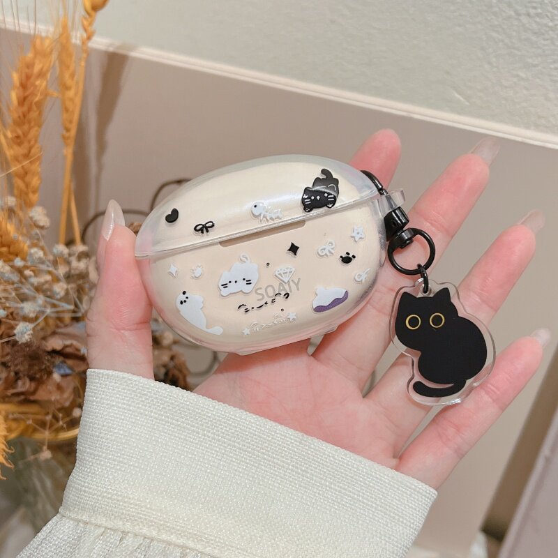 แมวขาวดําน่ารักเหมาะสําหรับเคสชุดหูฟังบลูทูธ Sony SL6 Sony SL6pro เคสป้องกัน Sony SL6 เคสป้องกัน Son