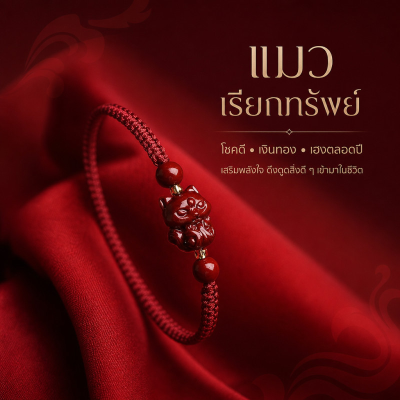 สร้อยข้อมือ Cinnabar สร้อยข้อมือสุนัขจิ้งจอกเก้าหาง สตรีทอด้วยมือ สร้อยข้อเชือกสีแดง สุนัขจิ้งจอกเล็ก ๆ น้อย