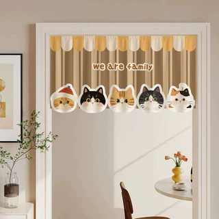 COD ม่านประตู ผ้าม่านครึ่ง ผ้าม่านห้องนอน รูปแบบการ์ตูน 40x90CM ไม่ต้องเจาะรู ม่านตกแต่งประตู ใช้ได้ทั้งห้องนอนและครัว