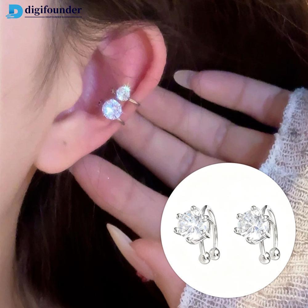 DIGIFOUNDER เรขาคณิตเพทายแปดแฉก Non-Piercing หู Cuffs Minimalist ผู้หญิงทุกวันจัดเลี้ยงเครื่องประดับ