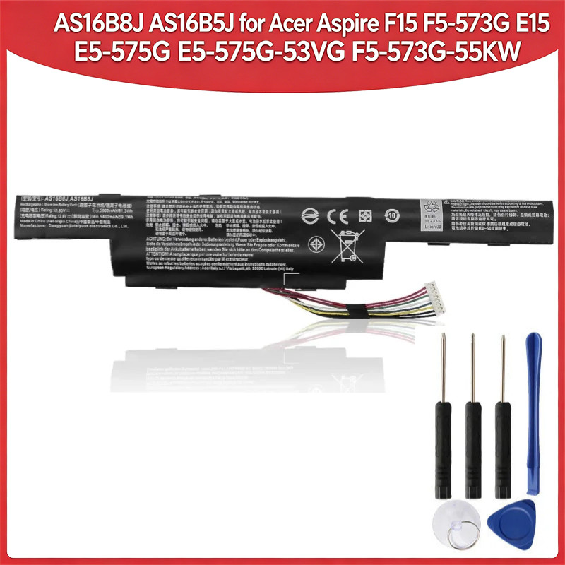 แบตเตอรี่แล็ปท็อปใหม่ 10.95V 61.3Wh รุ่น AS16B8J AS16B5J สำหรับ Acer Aspire F15 F5-573G E15 E5-575G 