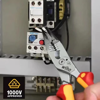 Wiha 45489 มัลติฟังก์ชั่น 8-in-1 อุตสาหกรรมช่างไฟฟ้าเครื่องปอกสายไฟฉนวนชี้ Crimping และคีมตัด 1000V