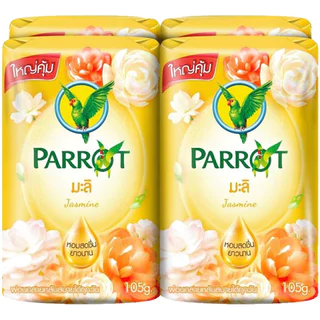 FernnyBaby สบู่นกแก้ว Parrot Herbal 105G 4Pc สูตร มะลิ สีเหลือง แพค 4 ก้อน ขนาด 105 กรัม