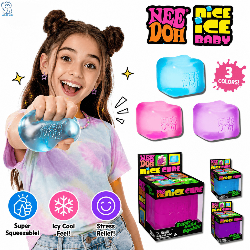 จัดส่งรวดเร็ว🚚Schylling NeeDoh Nice Cube Squishy Fidget ของเล่น Slime Decompression ของเล่นสําหรับของขวัญเด็ก