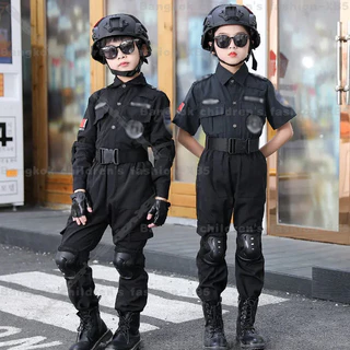 [จัดส่งจากกรุงเทพฯ] เด็กคอสเพลย์ชุดตำรวจเด็กทหารSWATเครื่องแต่งกายการจราจรSWATฮาโลวีนCarnival Party Unisex