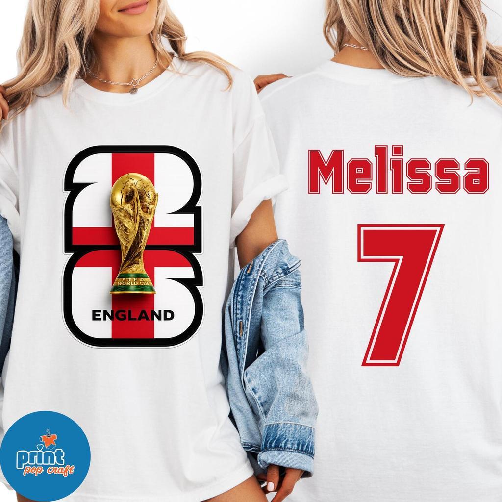 2026 World Cup Shirt Custom World Cup England Name and Number T-Shirt Soccer Tournament England Tee