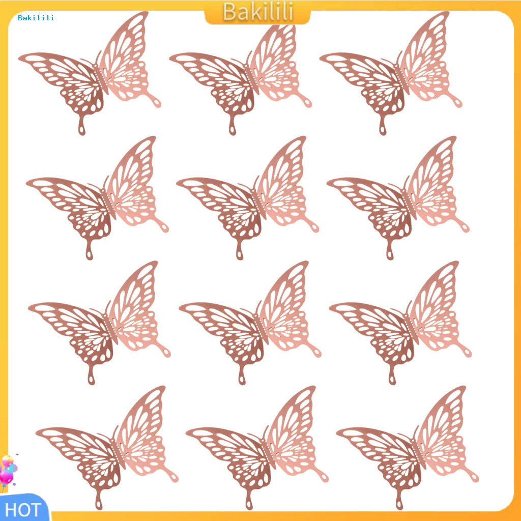 {Bakili} Scratch-proof Wall Art Pvc Wall Sticker 12pcs สติ๊กเกอร์ติดผนังผีเสื้อกันน้ํา Self-กาวที่ถอ