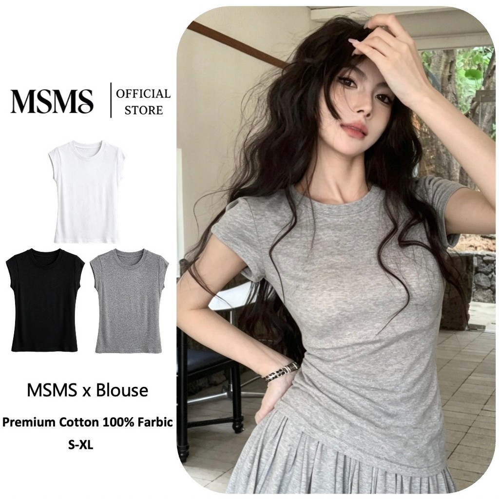 MSMS สาวฤดูร้อนรูปแบบใหม่เสื้อแขนกุดไหล่แท้