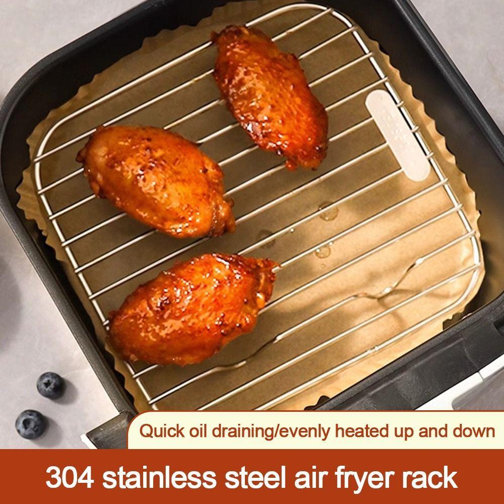 ROSEGOOD หม้อปรุงอาหาร,พร้อมเท้า 304 สแตนเลส Air Fryer Rack,ทนทาน Thicken รอบตารางตารางย่างห้องครัวบ้านเตาอบ Steamer Cooker