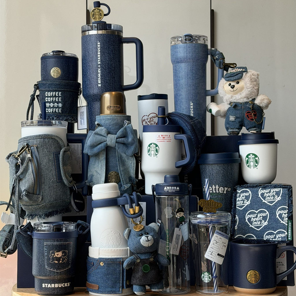 Starbucks Cup Denim Starbucks Cup Retro Fun สแตนเลสฉนวนแก้วฟางถ้วยน้ํา Simple Starbucks Cup Denim Coffee Series Retro and Fun20260525
