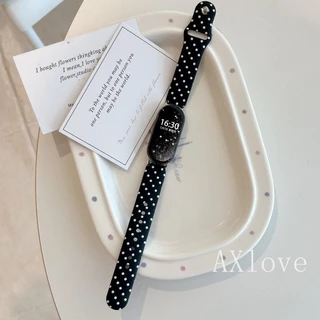 Soft Polka Dot พิมพ์สายรัดซิลิโคนสําหรับ Xiaomi Mi Band 10 9 8 7 pro 6 5 4 3 NFC สร้อยข้อมือสําหรับ Redmi Watch 6 5 4 สายรัดข้อมือ