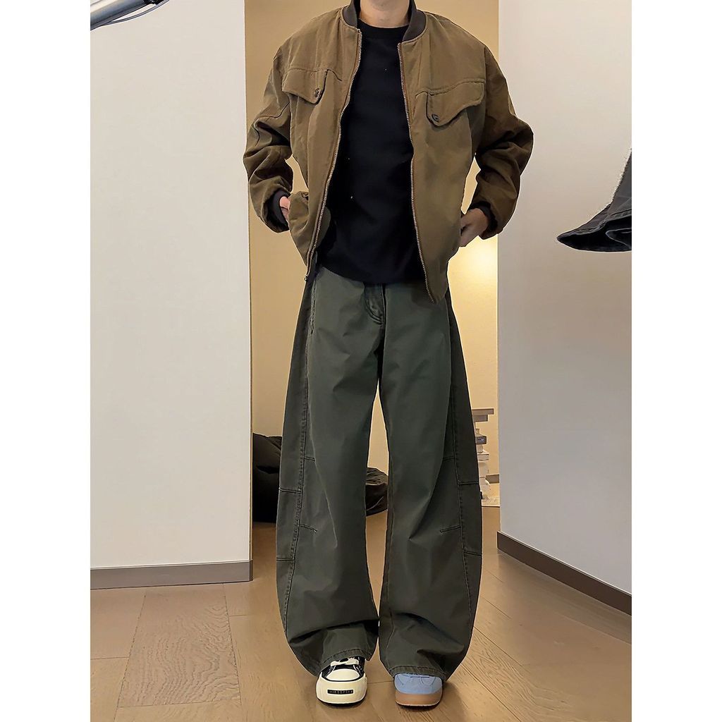 Army Green Machete Casual Jeans Unisex American High Street Wide Leg cleanfit Straight Long Pants