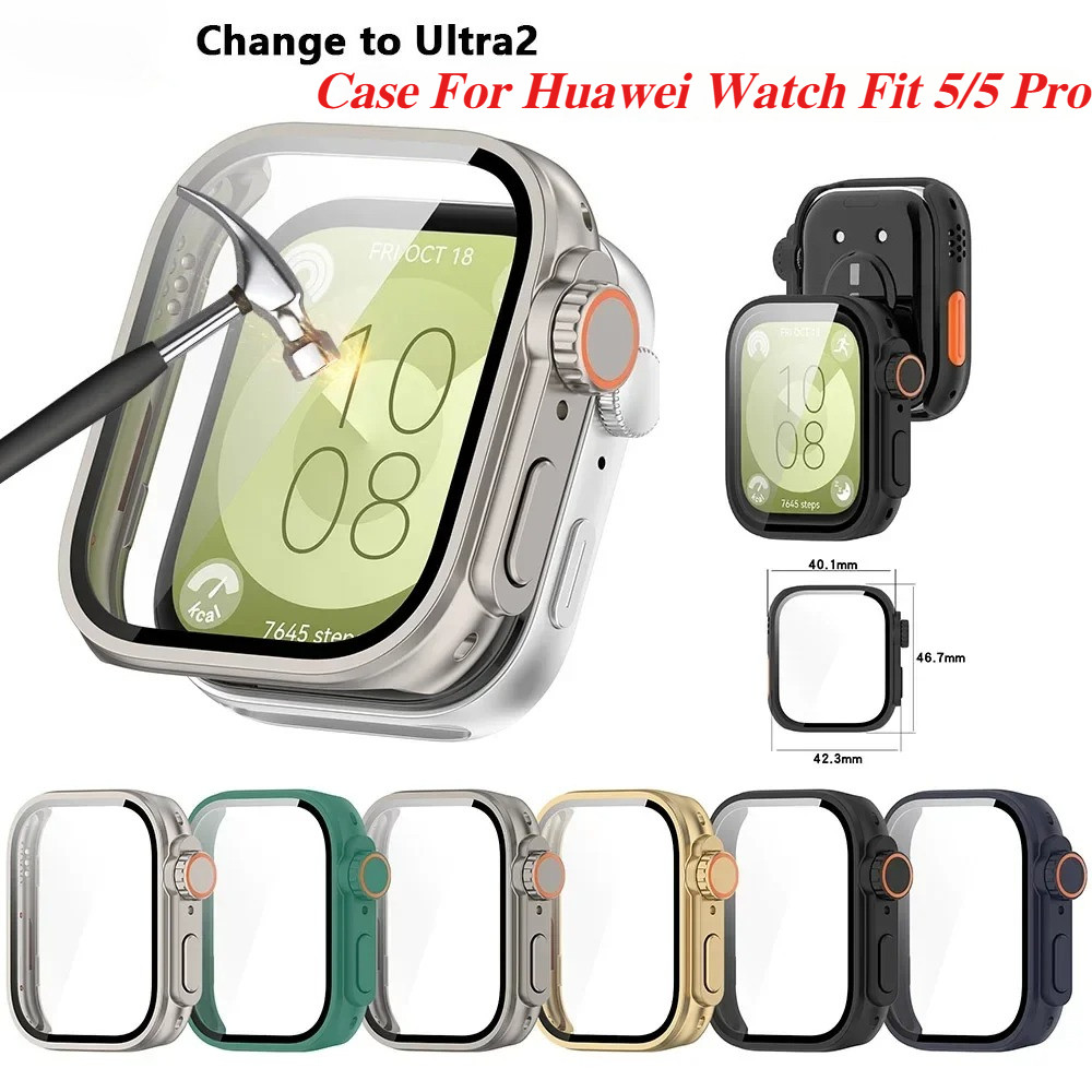 เปลี่ยนเป็นเคสพีซีป้องกันหน้าจอเป็นพิเศษ + กระจกสําหรับอุปกรณ์เสริม Huawei Watch Fit 5 Huawei Fit 5 Pro