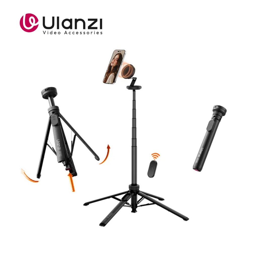Ulanzi MT85 Auto Pop-Upขาตั้งกล้องSelfie Stick 1.5M MagSafeแม่เหล็กขาตั้งโทรศัพท์บลูทูธระยะไกลVlog Live