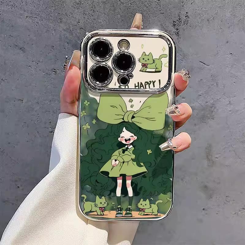 เคสไอโฟน สำหรับ IPhone 13 16 17 Air 15 11 12 14 Pro Max XR Max 7 8 Plus สาวสีเขียว 3D เคส IPhone 6DSC361A